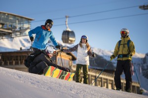 Skifahrer in Nagens im Skigebiet Flims Laax Falera